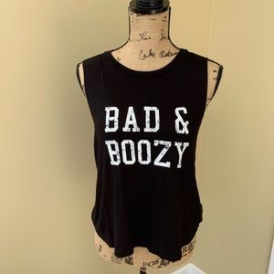 Windsor black sleeveless top with white lettering
